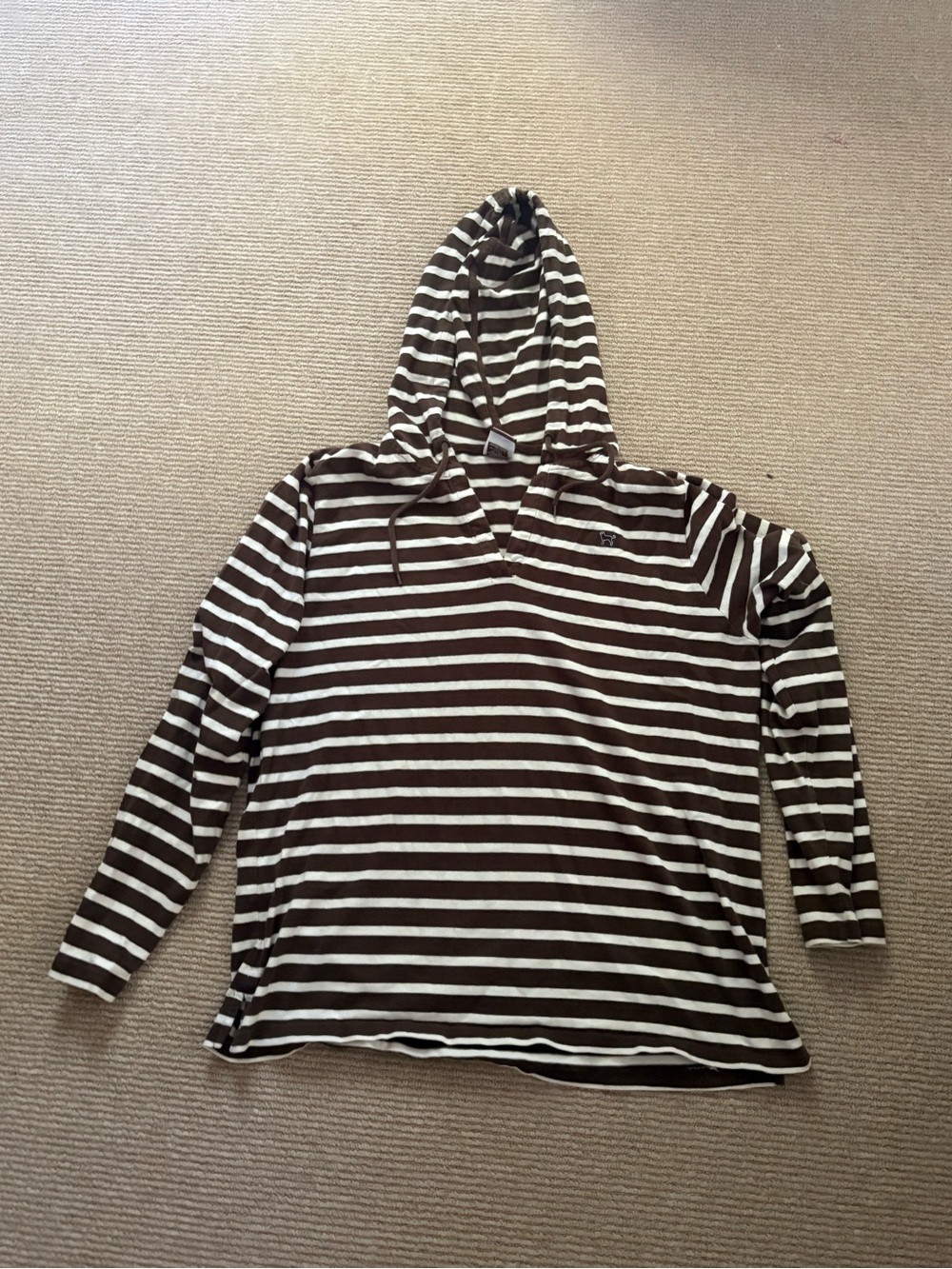 The Black Dog -Striped Brown & White Hooded Top